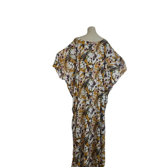 Floral Kaftan V Neck Slit front Size OZ - Picture 2 of 5